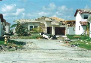 A typical suburb site after Hurricane Andrew